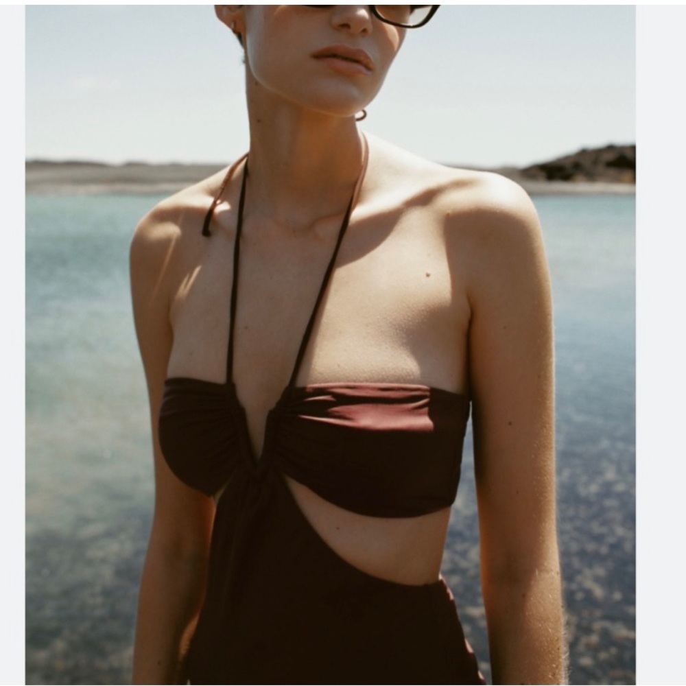 NWT Zara Cutout Monokini Dark Brown Sexy Swimsuit Women’s size Small